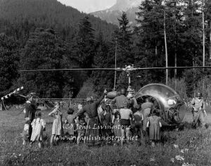 Farm Villagers and Helicopter, Austria, 1954
